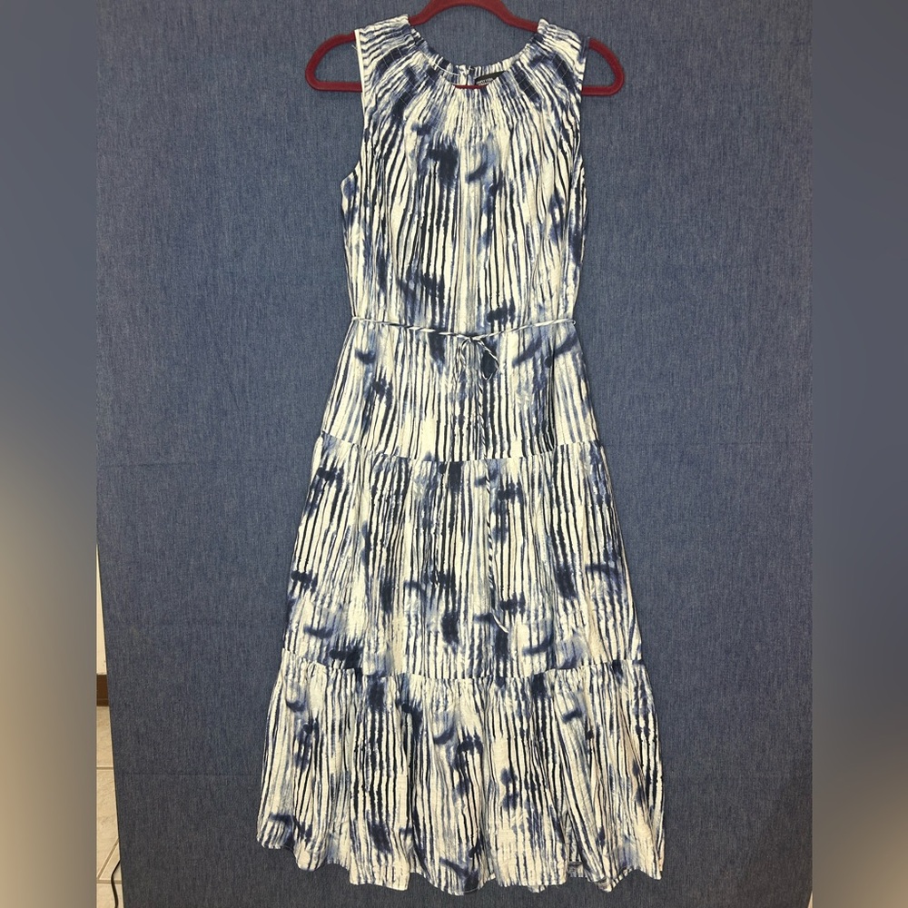 Simply Vera Vera Wang White and Blue Tie-Dye Sleeveless Maxi Dress